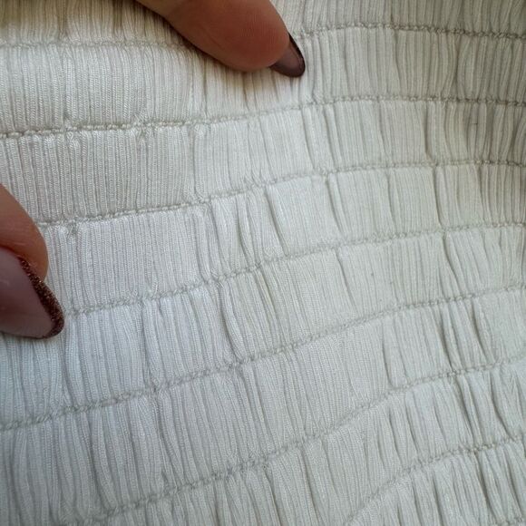 Reformation White Leonore Smocked Ruched Feminine aromantic Tank Top Size Large - Picture 3 of 8